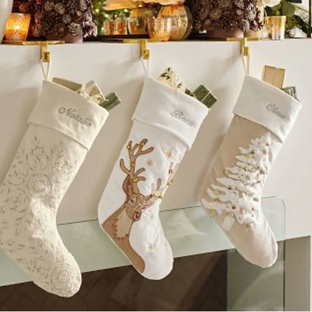 Pottery Barn West Elm Christmas Stocking Bundle NWT Holiday Gold - Picture 1 of 5